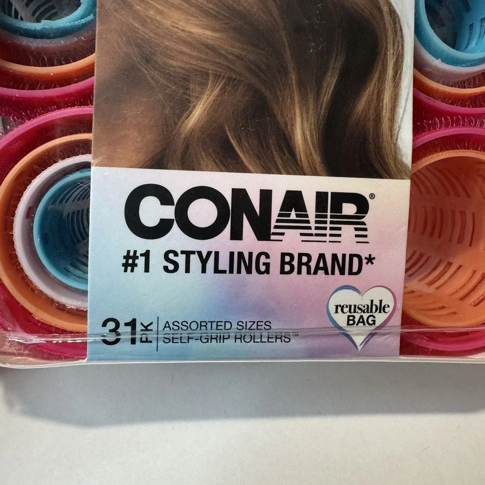 Lot 3 Conair Hair Rollers Voluminous Curls Soft Curls Assorted Sizes New w/ Bag